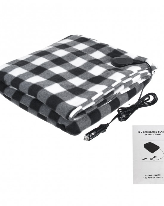 150 110CM Electric Car Blanket Heated 12V Fleece Travel Throw Blanket Warm Gift