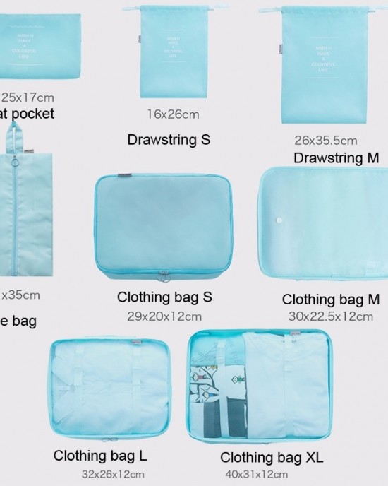 9 In 1 Cosmetic Bag Travel Storage Bag Set Folding Storage Bag Lake Blue 9 In 1 Cosmetic Bag Travel Storage Bag Set Folding Storage Bag Lake Blue
