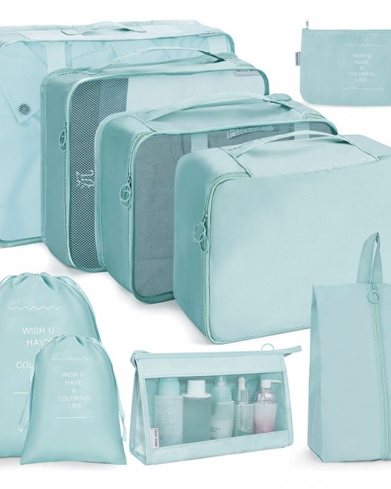 9 In 1 Cosmetic Bag Travel Storage Bag Set Folding Storage Bag Lake Blue 9 In 1 Cosmetic Bag Travel Storage Bag Set Folding Storage Bag Lake Blue