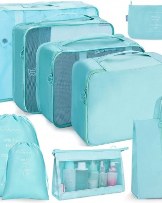 9 In 1 Cosmetic Bag Travel Storage Bag Set Folding Storage Bag  Bright Blue