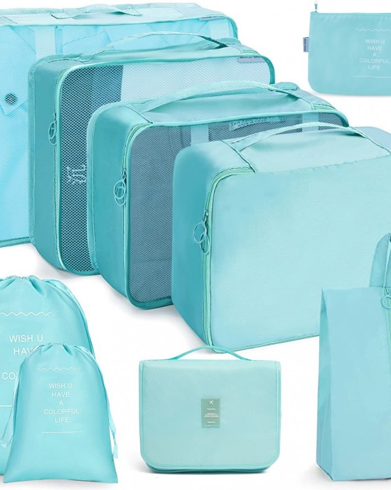 9 In 1 Toiletry Bag Travel Storage Bag Set Folding Storage Bag  Bright Blue