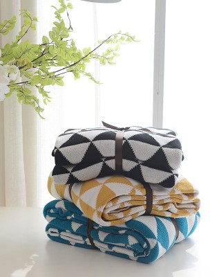 130 160cm Soft Cotton Warm Blanket Geometry Knitted Bedspread for Sofa Chair Car and Home Textile